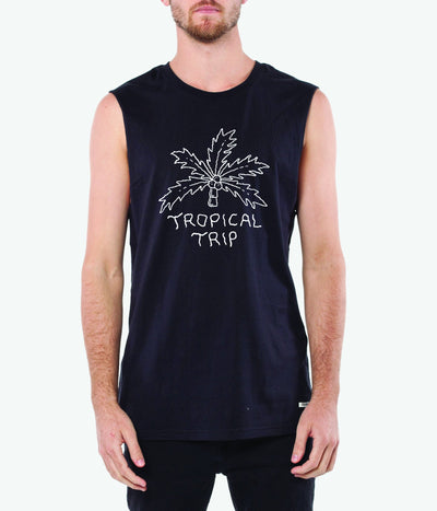 TROPICAL TRIP TANK -BLK