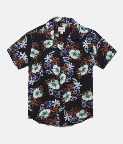 BEACH FLORAL SS SHIRT VINTAGE BLACK