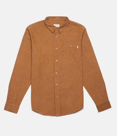 RHYTHM CORDUROY LS SHIRT TOBACCO FRONT