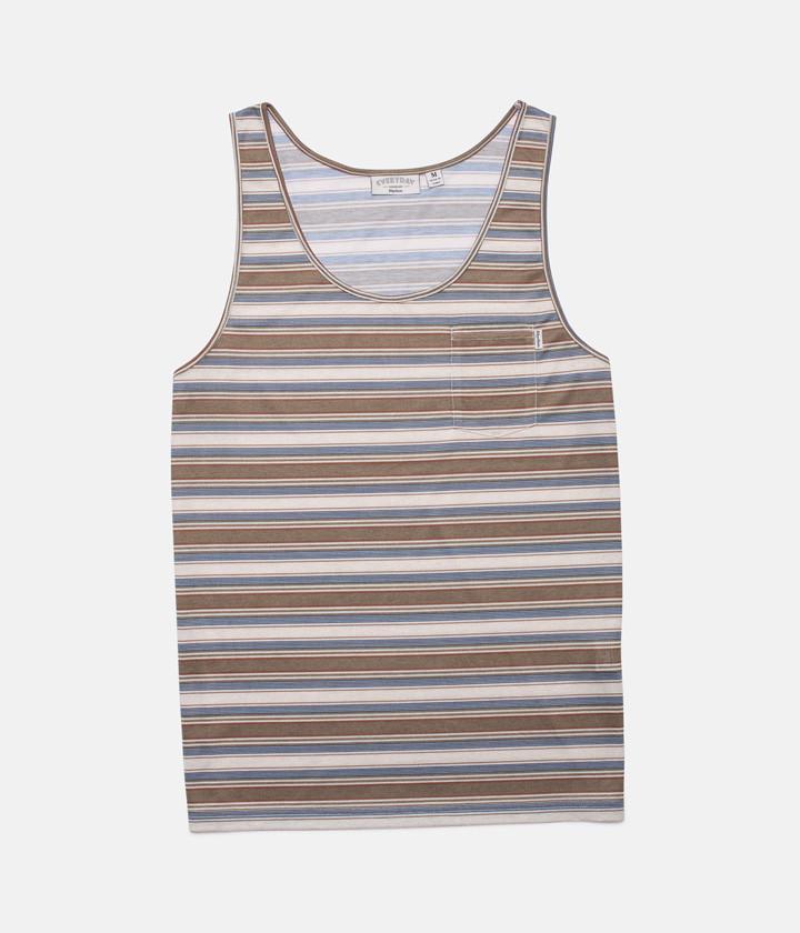 EVERYDAY STRIPE SINGLET DUSTED OLIVE